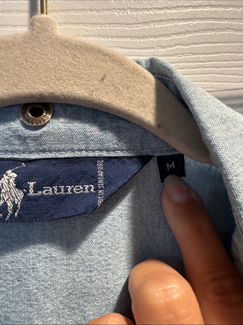 Vintage Ralph Lauren Polo Pony Chambray Denim Zip Front Jacket M Prep - Picture 3 of 8
